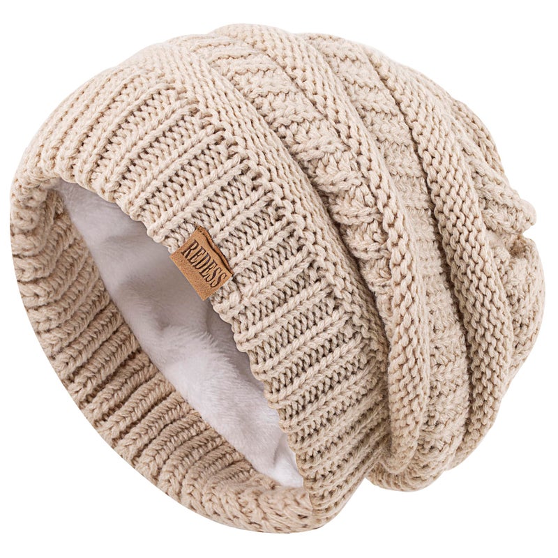 REDESS Slouchy Beanie Hat for Women Winter Warm Chunky Soft Oversized Cable Knit Cap - Image 2